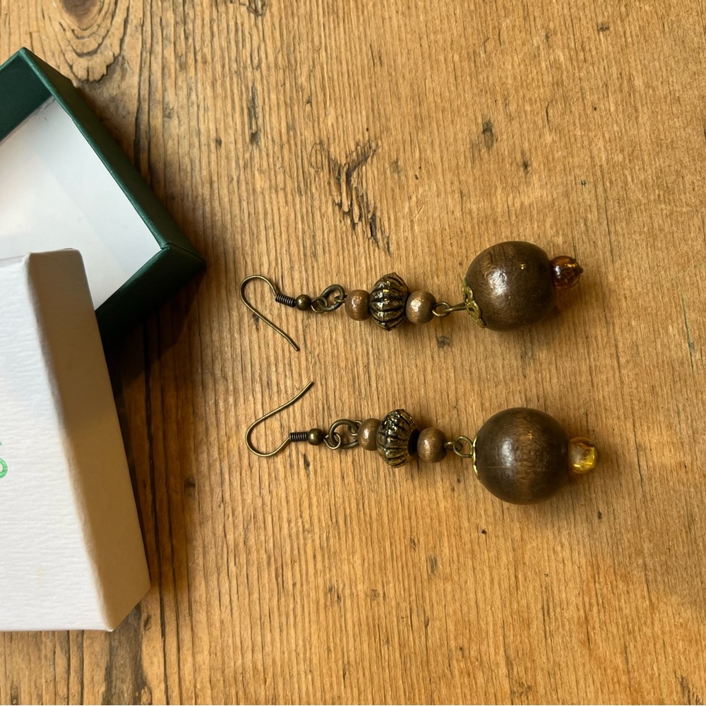Elegant Brown Beaded Earrings